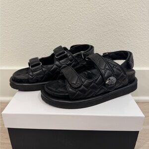 Kurt Geiger Chunky Black Sandals with Velcro Buckle Straps